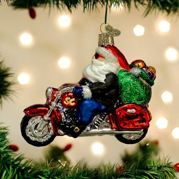 Biker Santa Christmas Ornament with Keepsake Box | Old World Christmas | NWT - Picture 1 of 8